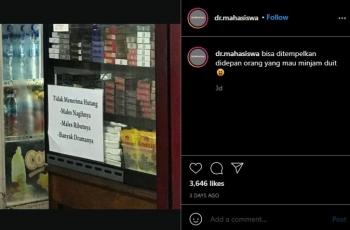 Tulisan di warung. (instagram/dr.mahasiswa)
