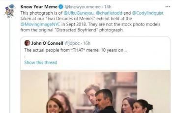 Akun Know Your Meme mengonfirmasi bahwa tiga orang itu sedang ''cosplaying'' dan bukanlah model sebenarnya. (Twitter/ knowyourmeme)