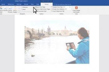 Klik Different First Page untuk menghilangkan nomor satu pada halaman pertama. (Support.office.com)