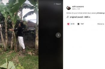Cowok yang lagi nyari daun pisang ini bikin netizen ngakak. (TikTok/ @adhi.suasono)