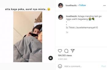 Video TikTok Atta Halilintar dan Aurel Hermansyah. (instagram/lovetheutic)