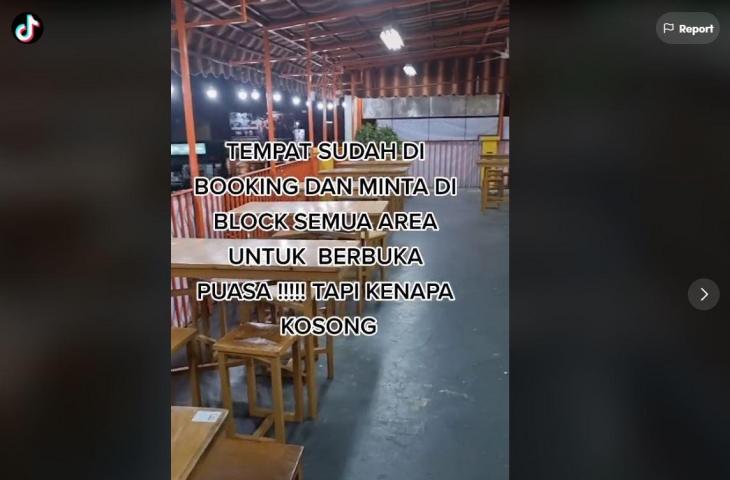 Booking Satu Restoran untuk Bukber Tapi Nggak Ada yang Datang. (TikTok/ pangeransalju77)