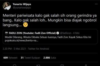 Fadli Zon kritik larangan mudik pemerintah. (twitter/yunartowijaya)