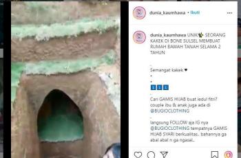 Kakek bangun rumah bawah tanah, gali sendiri selama dua tahun. (Instagram/ dunia_kaumhawa)