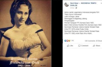 Foto Suzanna tempo dulu. (Facebook/ Dent Nizar)