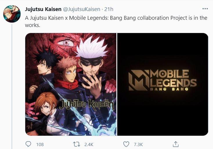 Rumors of a possible collaboration between Jujutsu Kaisen and Mobile Legends.  (Tweet)