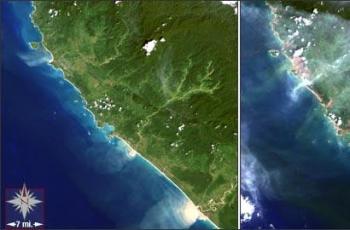 Pulau Aceh pasca tsunami. (NASA)