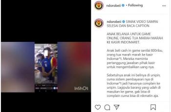Anak Top Up Game Online Rp 800 Ribu, Ortu Malah Murka ke Kasih Minimarket. (Instagram/ ndorobeii)