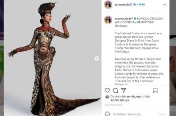Kostum Komodo Dragon Ayu Maulida di Miss Universe 2020. (Instagram/ ayumaulida97)