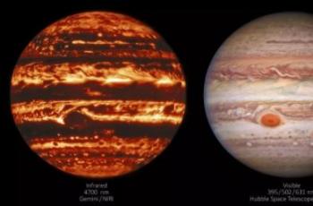 Planet Jupiter dalam tiga gelombang cahaya. (NASA)