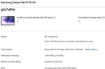 Tablet Samsung Galaxy Tab S7 FE muncul di Google Play Console. (Google Play Console via MySmartPrice)