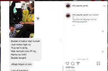 Viral seorang gadis asal Jambi terdampar di Jakarta karena ingin bertemu teman mabar FF.(Instagram/ info_seputar_jambi)