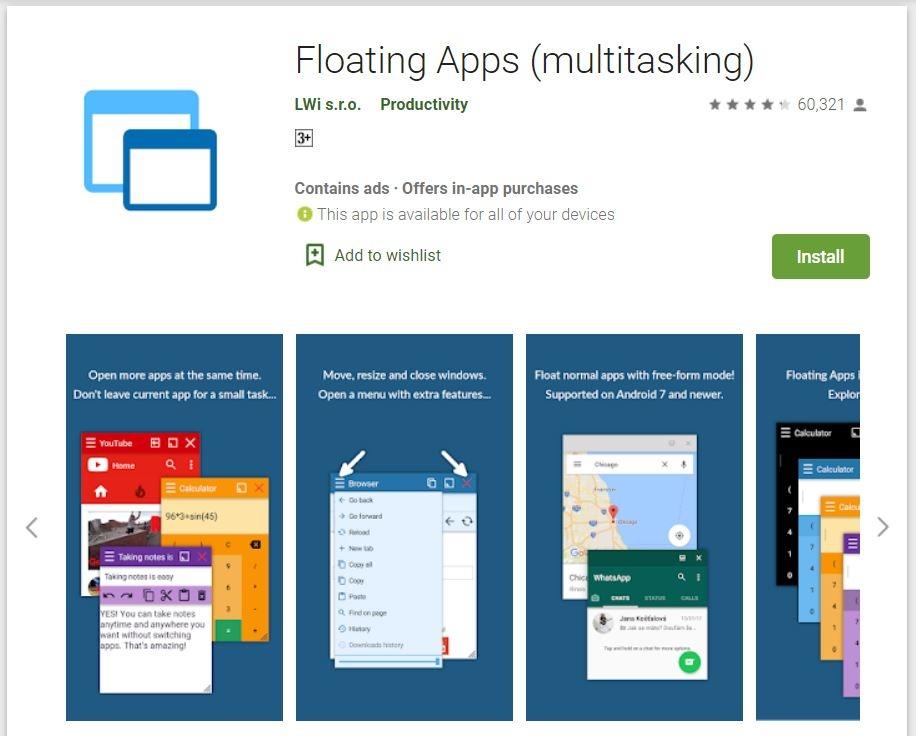 Aplikasi Floating Apps. (Google Play Store)