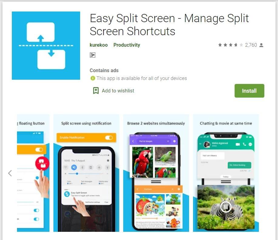 Aplikasi Easy Split Screen. (Google Play Store)