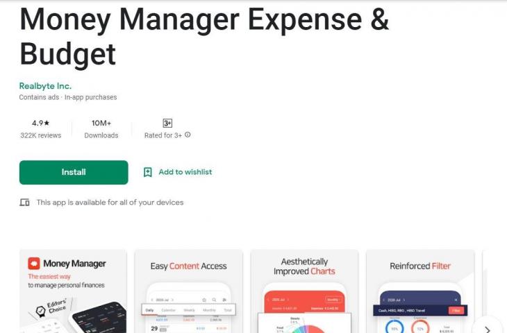 Aplikasi Pengatur Keuangan - Money Manager Expense & Budget. (Google Play Store)