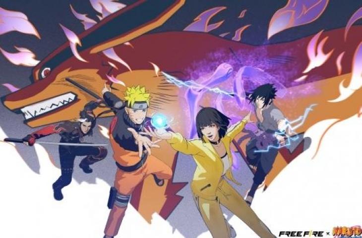 Ilustrasi kode redeem FF terbaru- Kolaborasi Naruto dan Free Fire. (Garena)