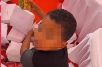 Ironi di HUT ke-80 RI: Viral Bocah Gowa Mengais Sisa Makanan di Pesta Kemerdekaan