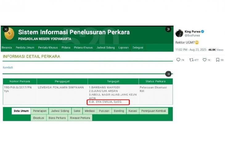 Jejak digital Ova Emilia. [X/@BosPurwa]