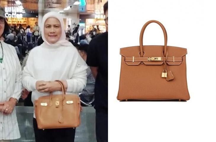 Potret Iriana Jokowi membawa tas Hermes. [Instagram]