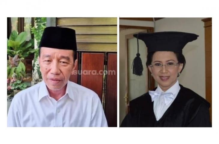 Kolase Jokowi dan Ova Emilia, rektor UGM. [Suara.com & UGM]