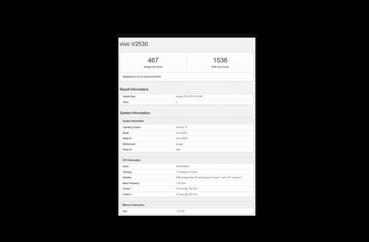 Vivo V60 Lite 4G di Geekbench. [Geekbench]
