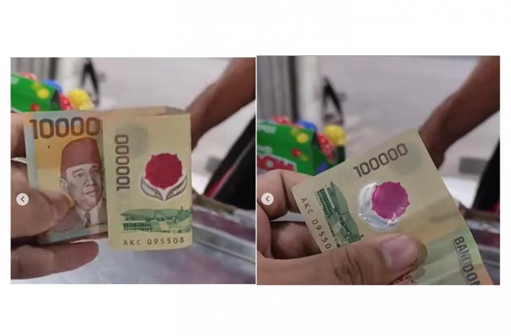 Uang Rp 100.000 plastik. [Instagram/nyinyir_update_official]
