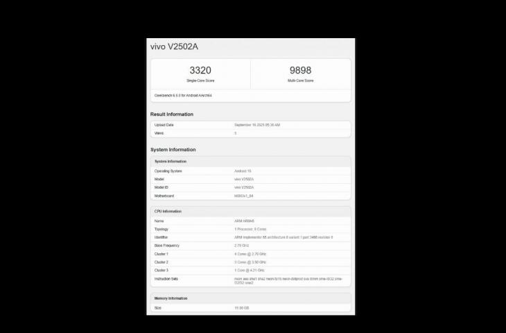 Geekbench iQOO Neo 11 Pro. [Geekbench]