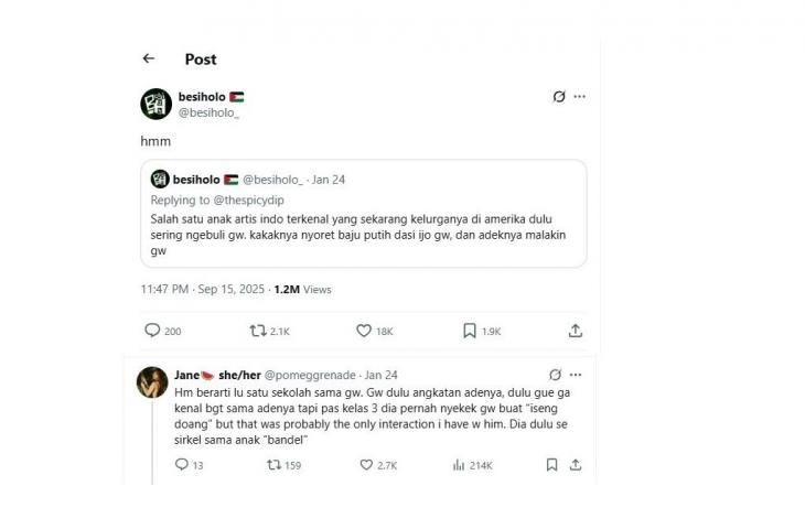 Cuitan warganet yang mengaku dibully Cinta Kuya. [X]