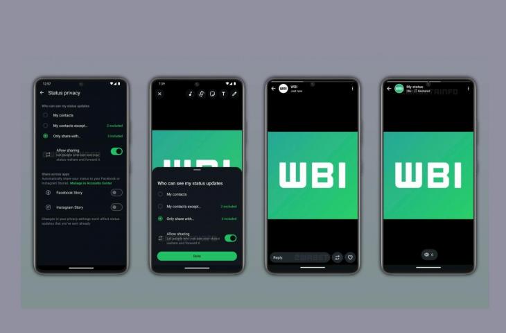 Bagikan ulang pembaruan status WhatsApp. [WABetaInfo]
