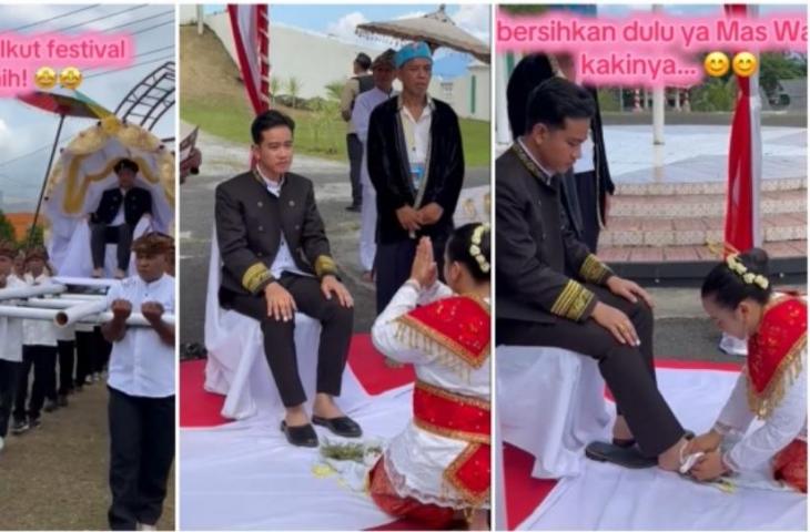 Video Gibran dapat gelar Pangeran dari Kesultanan Ternate viral di media sosial. (Kolase TikTok)