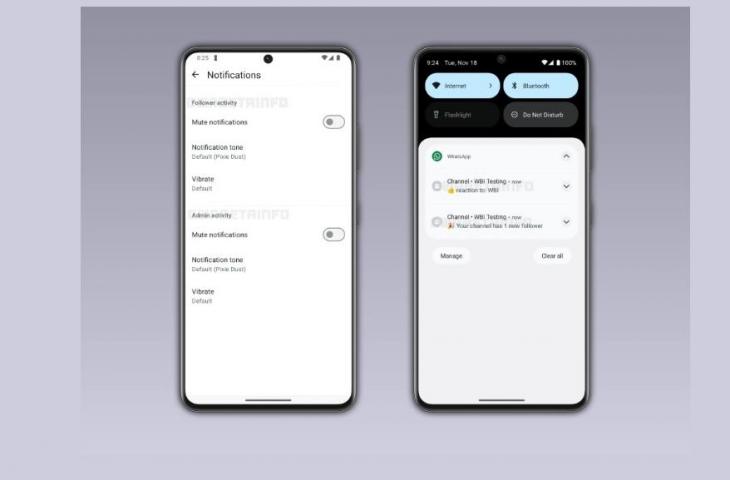 Fitur pengaturan notifikasi aktivitas kanal di WhatsApp. [WA Beta Info]