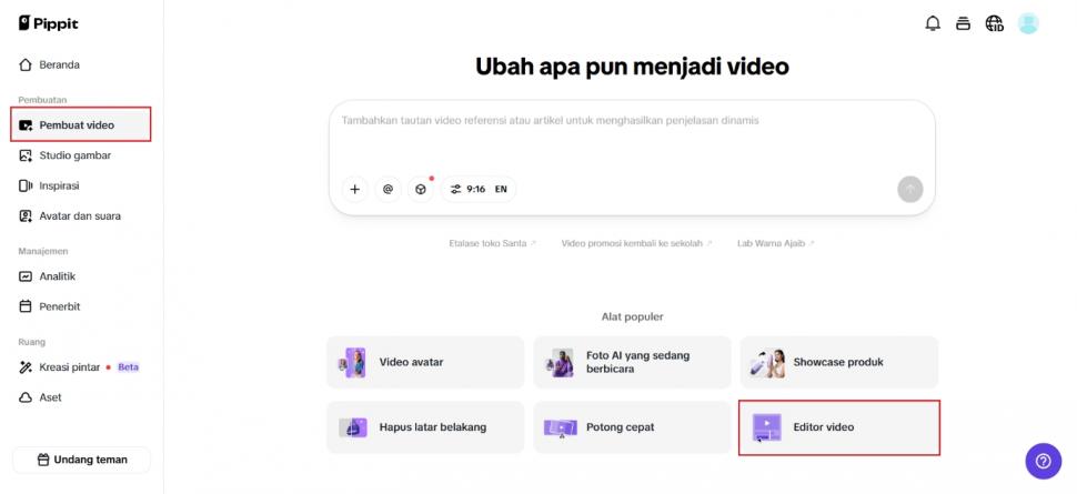 Pippit AI, peningkat mutu video. (Ist)